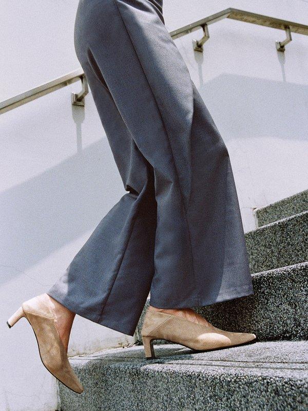 pomelo Pomelo Asymmetric Layered Pants - Mid Grey