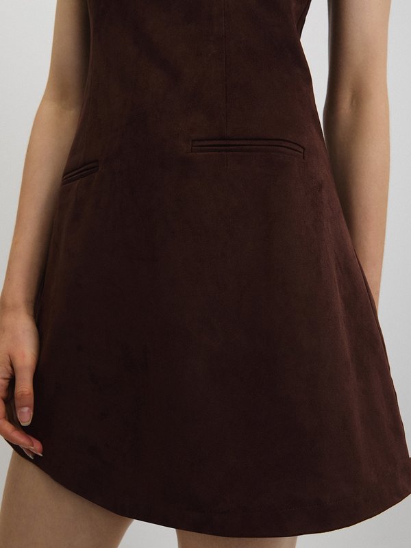 Pomelo Pomelo Asymmetric Neckline Dress - Brown