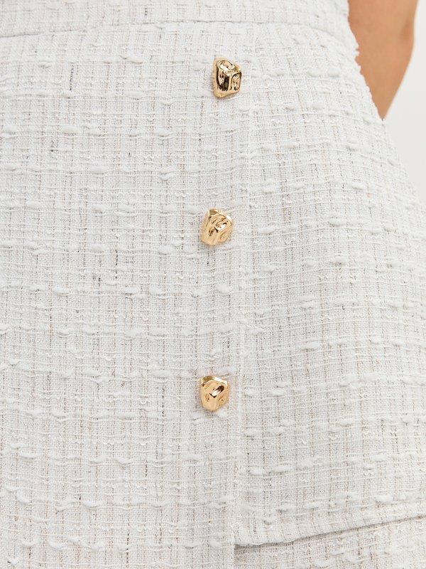 Pomelo Pomelo Asymmetric Tweed Skort - White