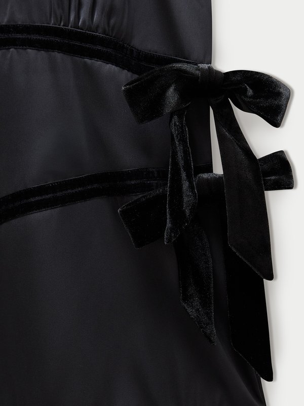 Pomelo Pomelo Asymmetric Velvet Bow Dress - Black