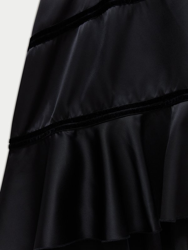 Pomelo Pomelo Asymmetric Velvet Bow Dress - Black