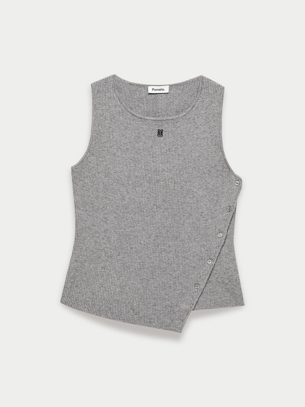 pomelo Pomelo Asymmetrical Hem Tank - Light Grey