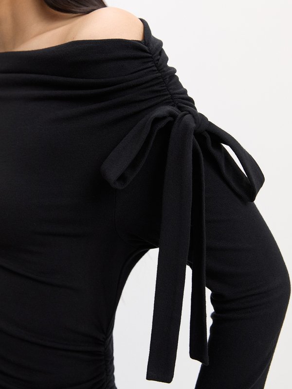 Pomelo Pomelo Asymmetrical Off-shoulder Top - Black