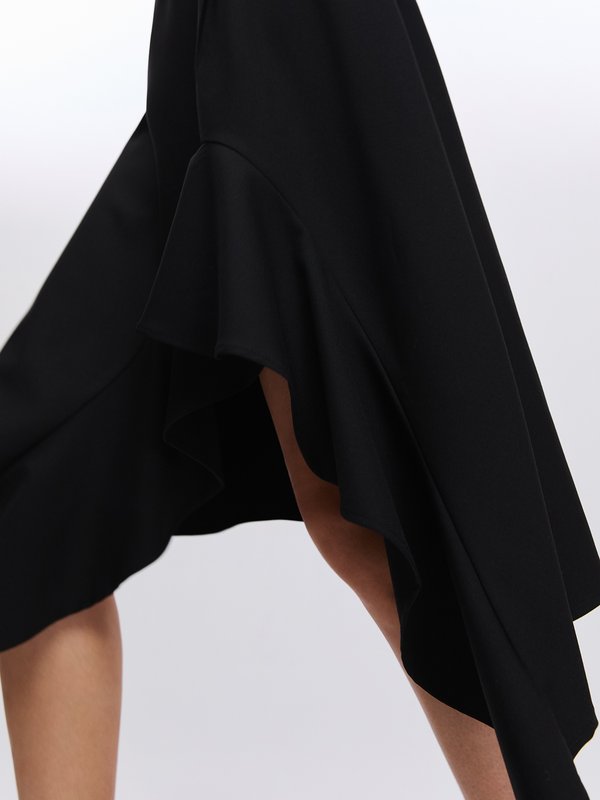 Pomelo Pomelo Asymmetrical Ruffle Skirt - Black