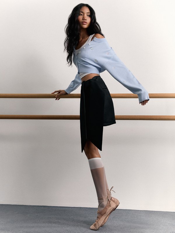 pomelo Pomelo Asymmetrical Skirt - Black