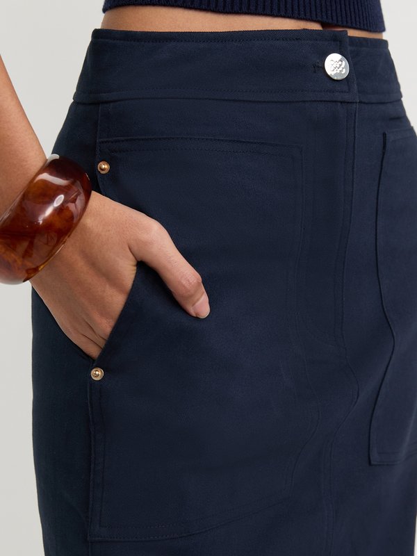 Pomelo Pomelo Back-Slit Cargo Skirt - Navy