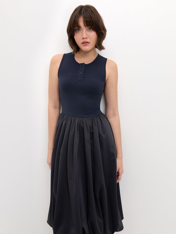 Pomelo Pomelo Balloon Skirt Dress - Navy