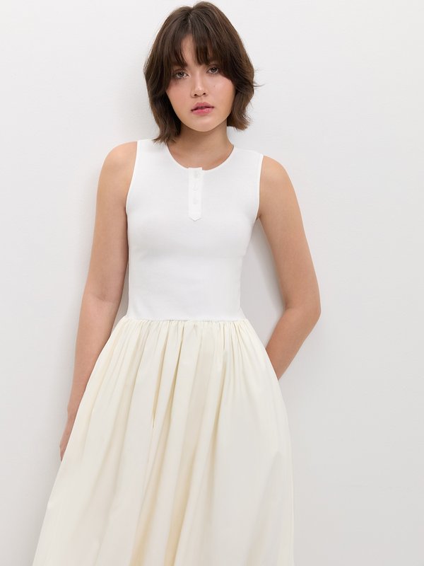 pomelo Pomelo Balloon Skirt Dress - Off-White