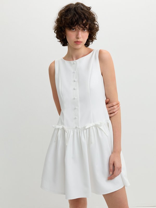 pomelo Pomelo Balloon Skirt Dress - White
