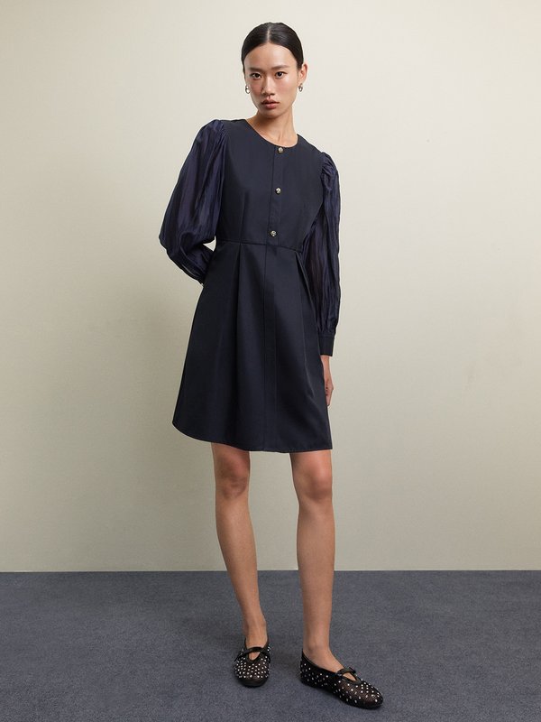 Pomelo Pomelo Balloon Sleeve Dress - Navy