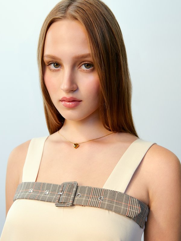 Pomelo Pomelo Belt Detail Midi Dress - Beige