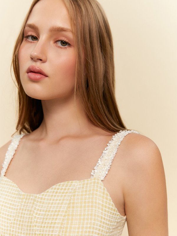 Pomelo Pomelo Belt Detail Mini Dress - Yellow