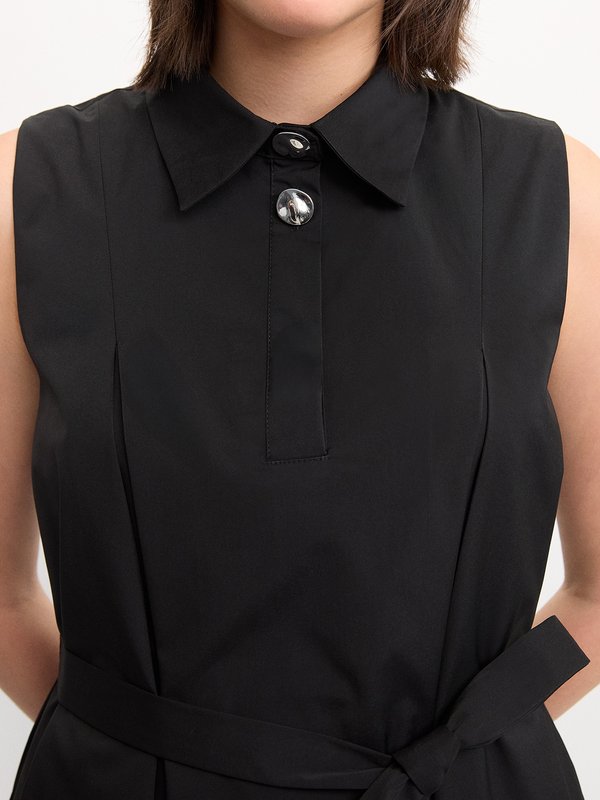 Pomelo Pomelo Belted Bubble Skirt Dress - Black