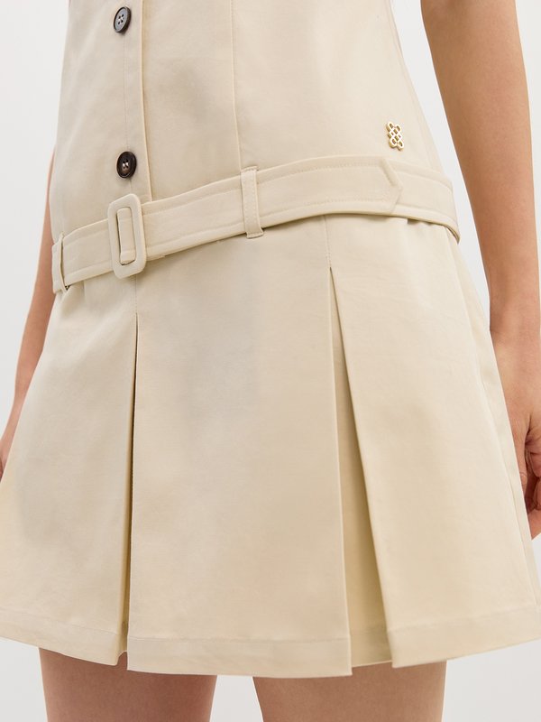 Pomelo Pomelo Belted Button-Up Dress - Ivory