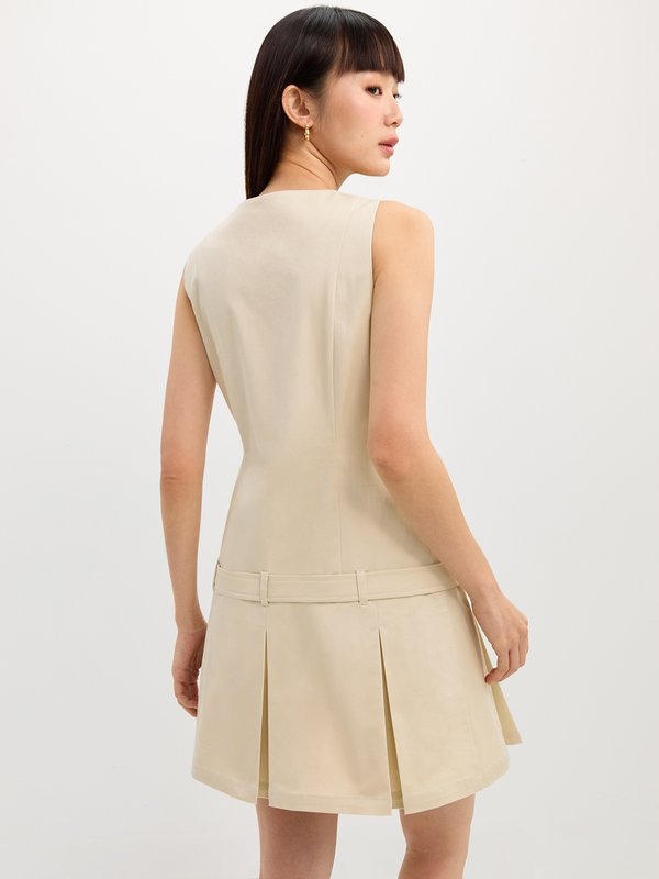 Pomelo Pomelo Belted Button-Up Dress - Ivory