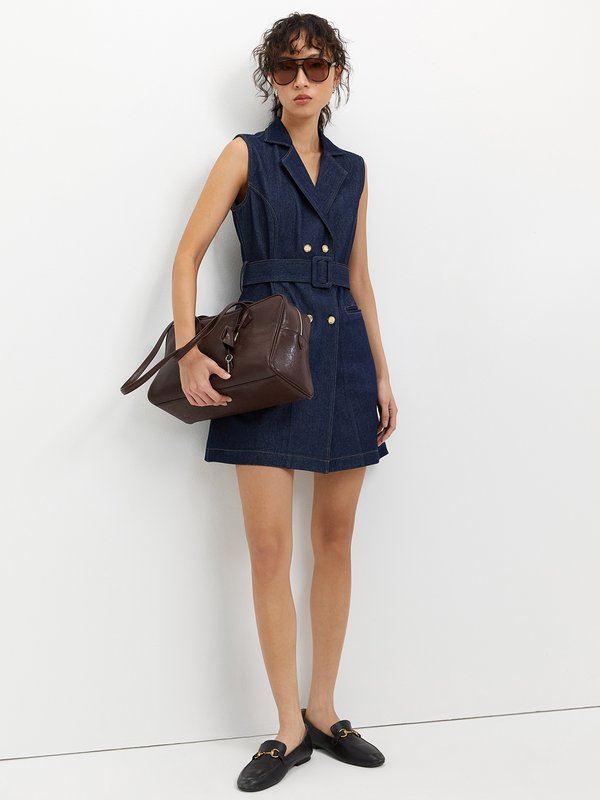 Pomelo Pomelo Belted Denim Dress - Blue