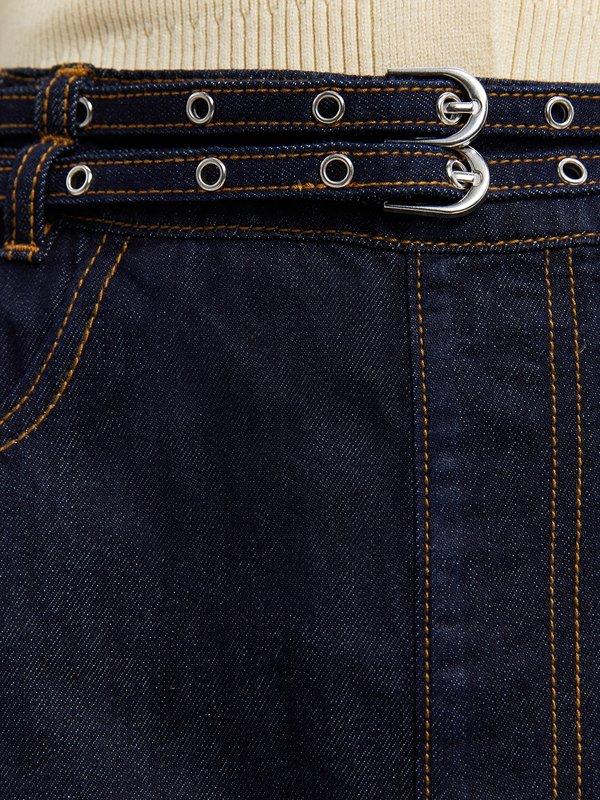 Pomelo Pomelo Belted Denim Skirt - Dark Blue