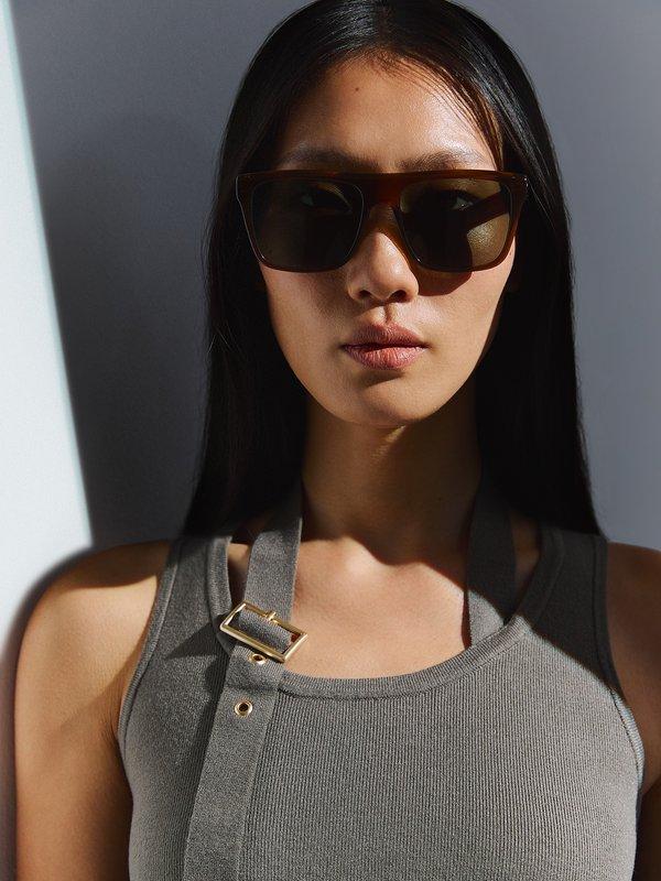 Pomelo Pomelo Belted Knit Top - Dark Green