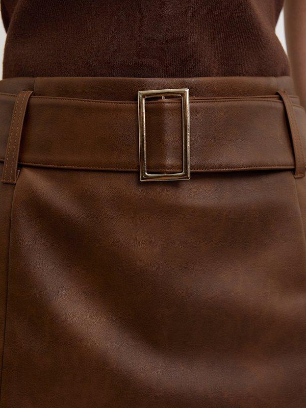 Pomelo Pomelo Belted Mini Skirt - Brown