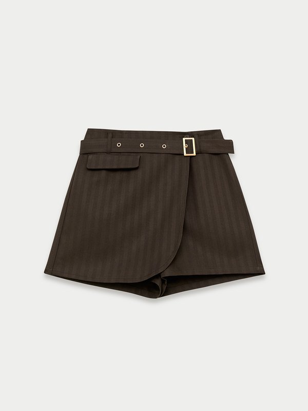 pomelo Pomelo Belted Skort - Brown