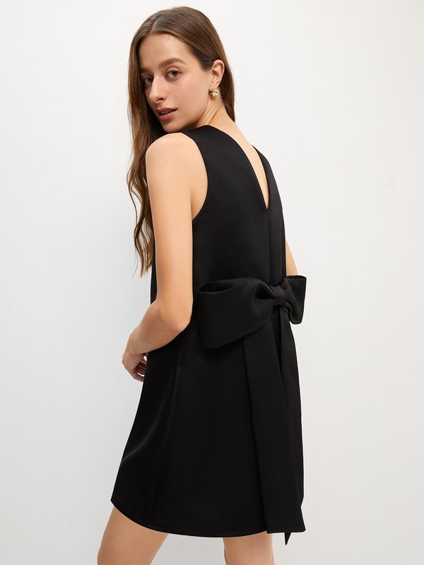 pomelo Pomelo Bow Back Sleeveless Mini Dress - Black