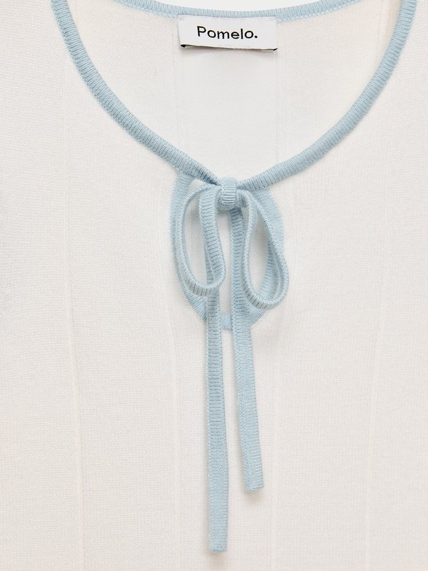 Pomelo Pomelo Bow Contrast Trim Tank Top - White