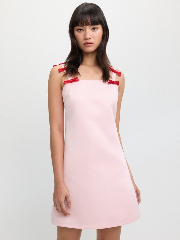 Pomelo Pomelo Bow Detail Mini Dress - Light Pink