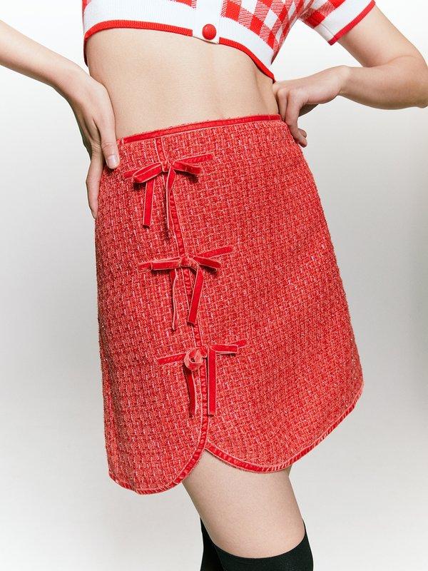 Pomelo Pomelo Bow Detail Mini Skirt - Red