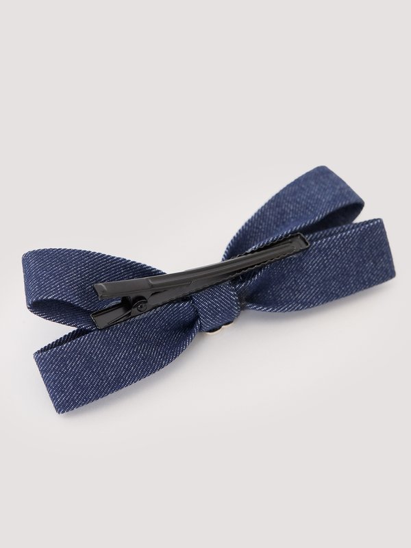 Pomelo Pomelo Bow Hair Clip - Black/Metallic Silver