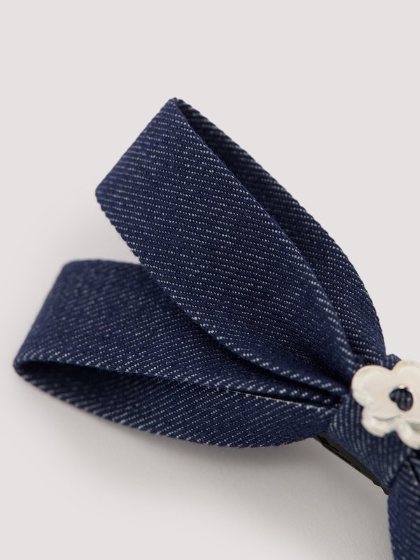 Pomelo Pomelo Bow Hair Clip - Black/Metallic Silver