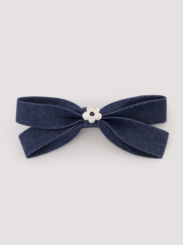 pomelo Pomelo Bow Hair Clip - Black/Metallic Silver