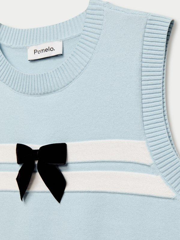 Pomelo Pomelo Bow Knit Top - Baby Blue