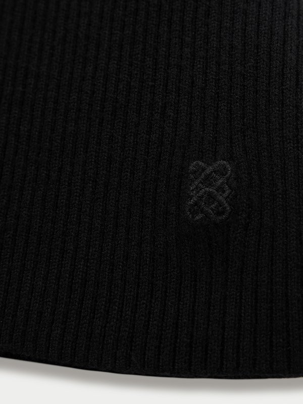 Pomelo Pomelo Bow Motif Ribbed Top - Black