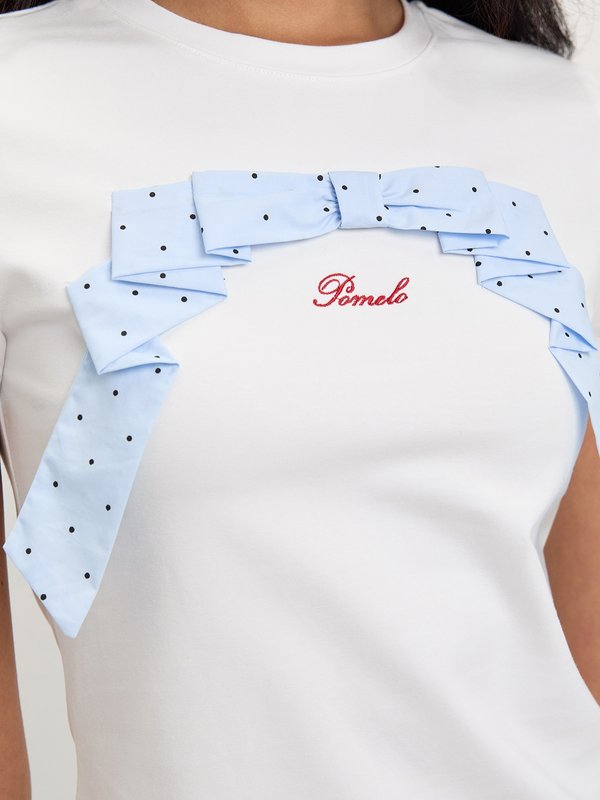 Pomelo Pomelo Bow Motif Tee - White