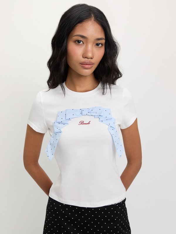 Pomelo Pomelo Bow Motif Tee - White