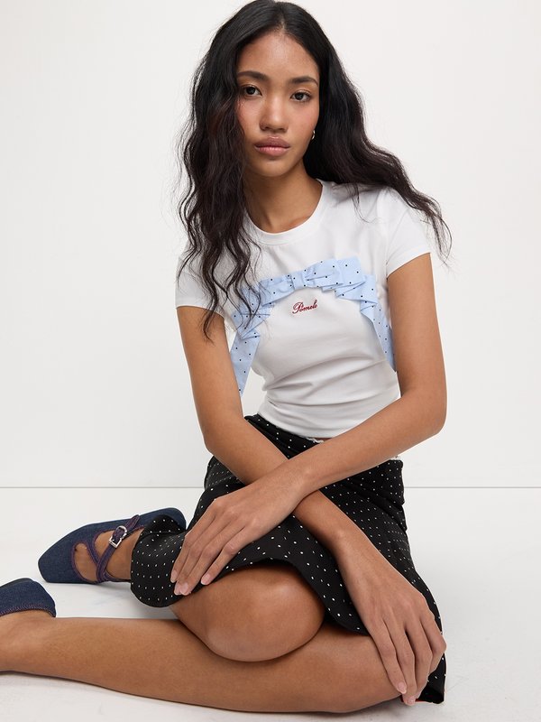pomelo Pomelo Bow Motif Tee - White