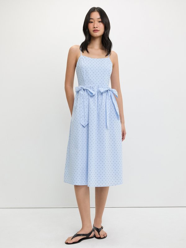 Pomelo Pomelo Bow Polka Dot Dress - Baby Blue