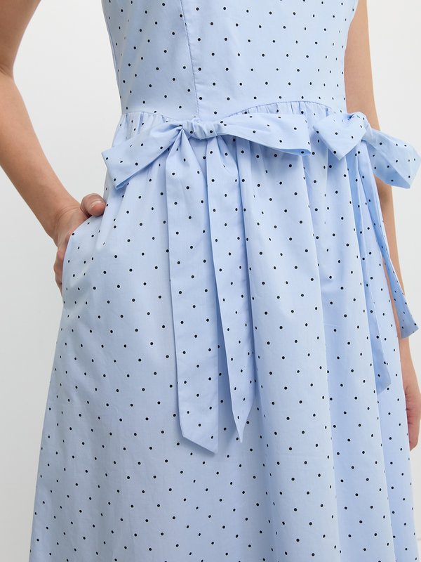 Pomelo Pomelo Bow Polka Dot Dress - Baby Blue