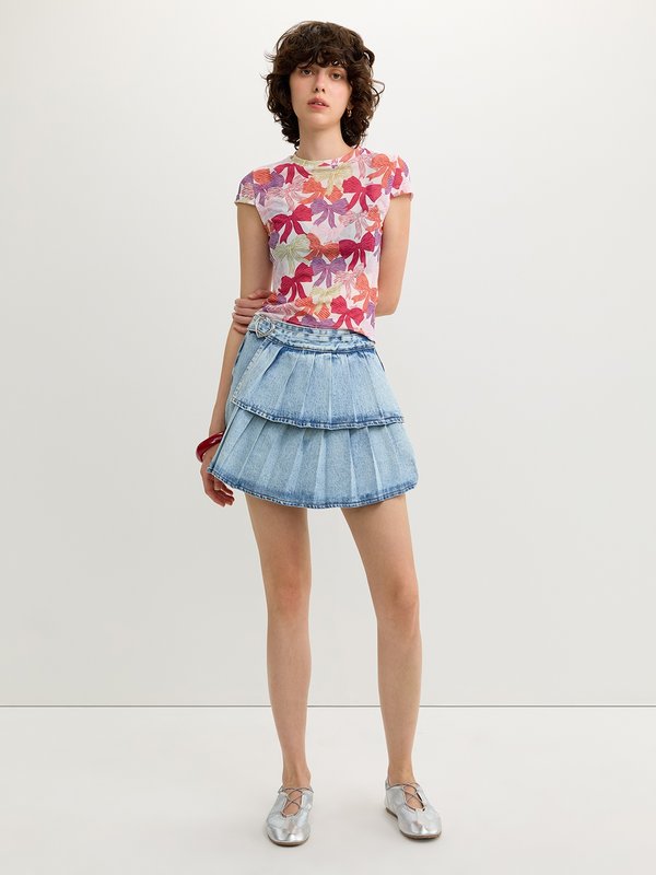 Pomelo Pomelo Bow Print Top - Pink