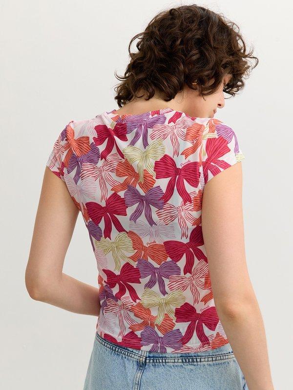 Pomelo Pomelo Bow Print Top - Pink