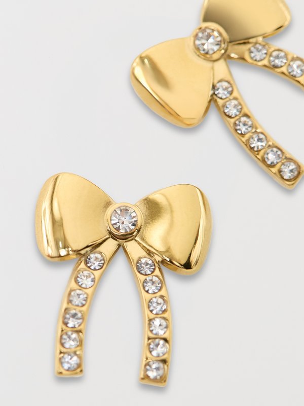 Pomelo Pomelo Bow Rhinestone Earrings - Multi Color