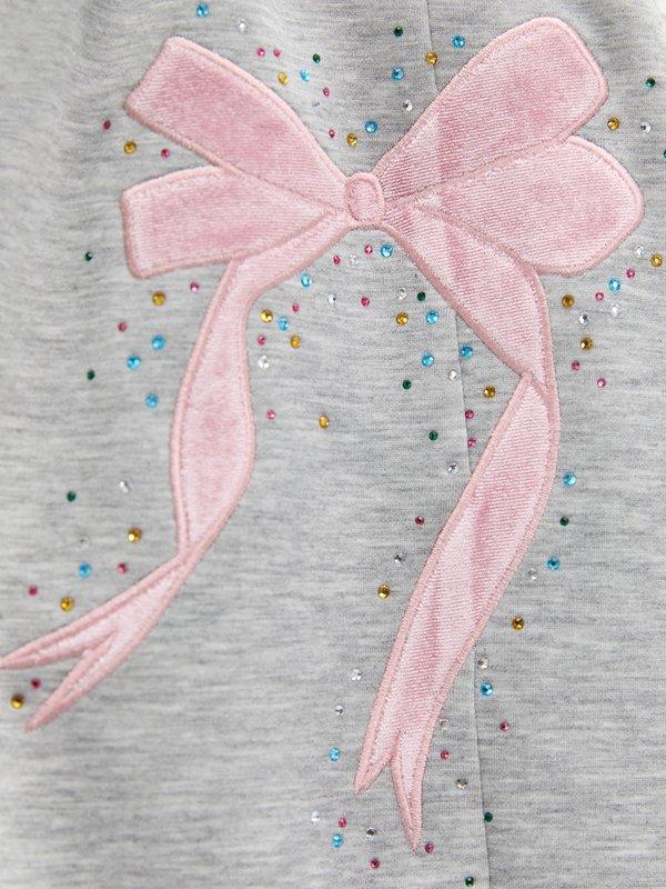 Pomelo Pomelo Bow Rhinestone Skirt - Mid Grey