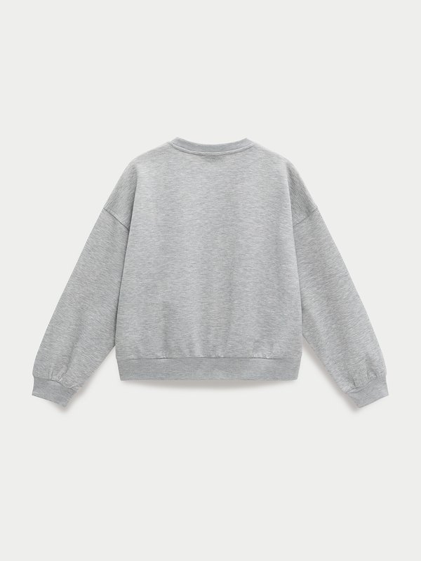 Pomelo Pomelo Bow Rhinestone Sweatshirt - Mid Grey