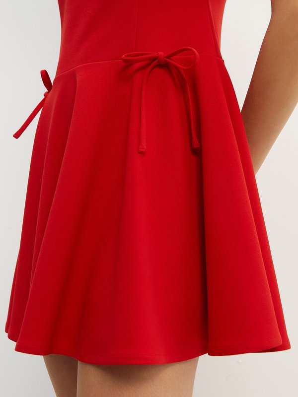 Pomelo Pomelo Bow Ruffle Dress - Red