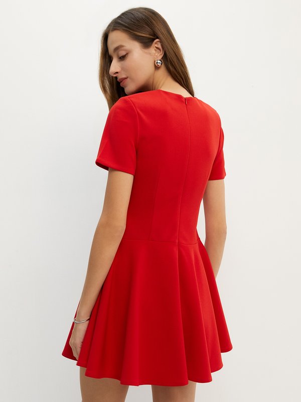 Pomelo Pomelo Bow Ruffle Dress - Red