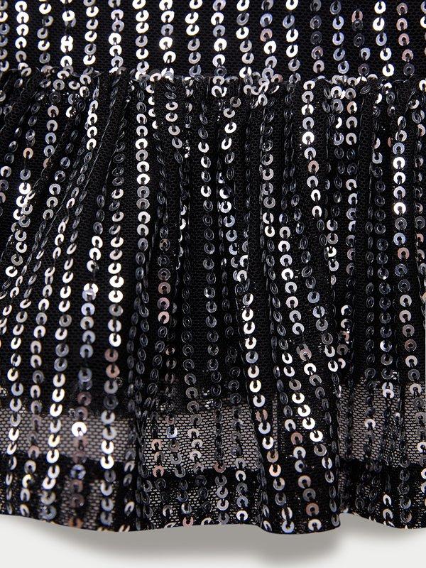 Pomelo Pomelo Bow Sequin Peplum Camisole Top - Black