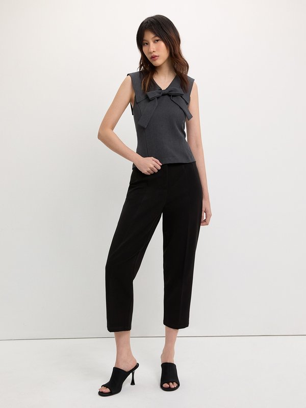 Pomelo Pomelo Bow Tie Blouse - Dark Grey