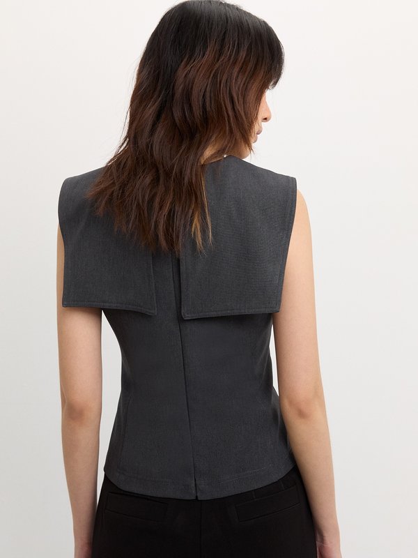 Pomelo Pomelo Bow Tie Blouse - Dark Grey