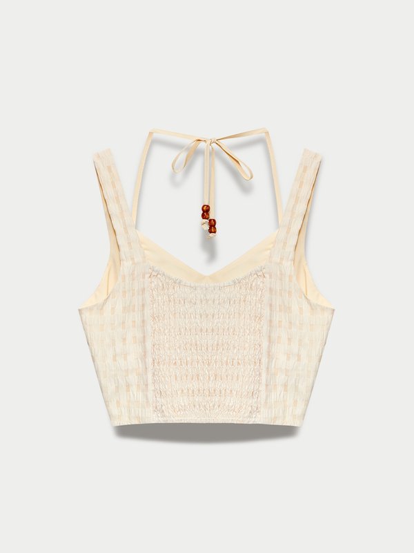Pomelo Pomelo Bow Tie Crop Top - Nude