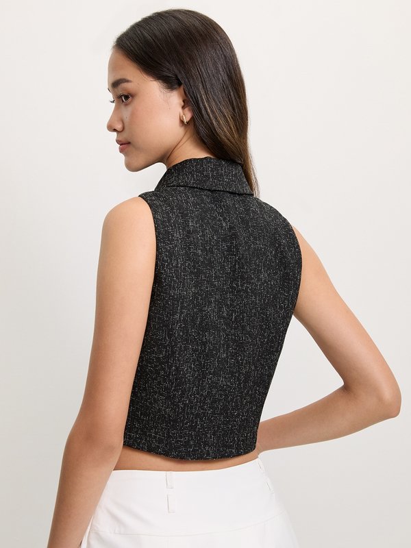 Pomelo Pomelo Bow Tie Cropped Blouse - Black